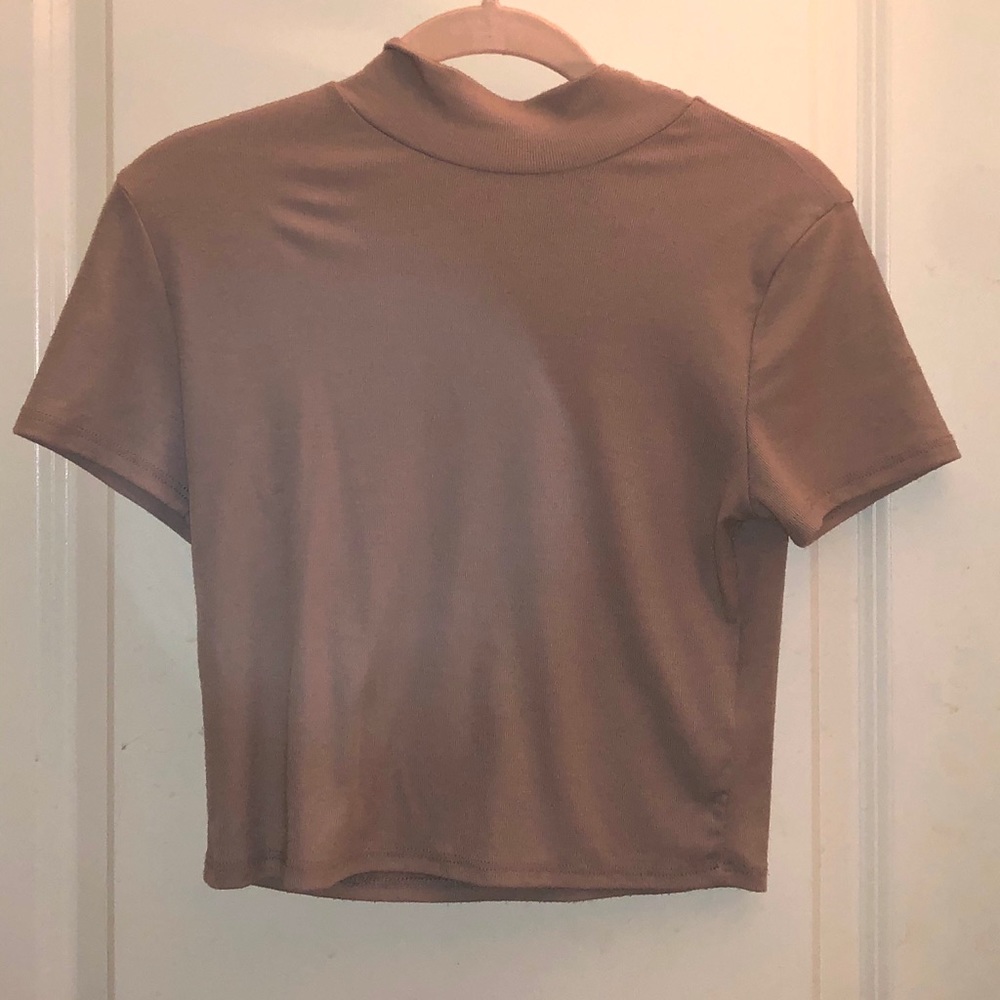 Tan mock neck top